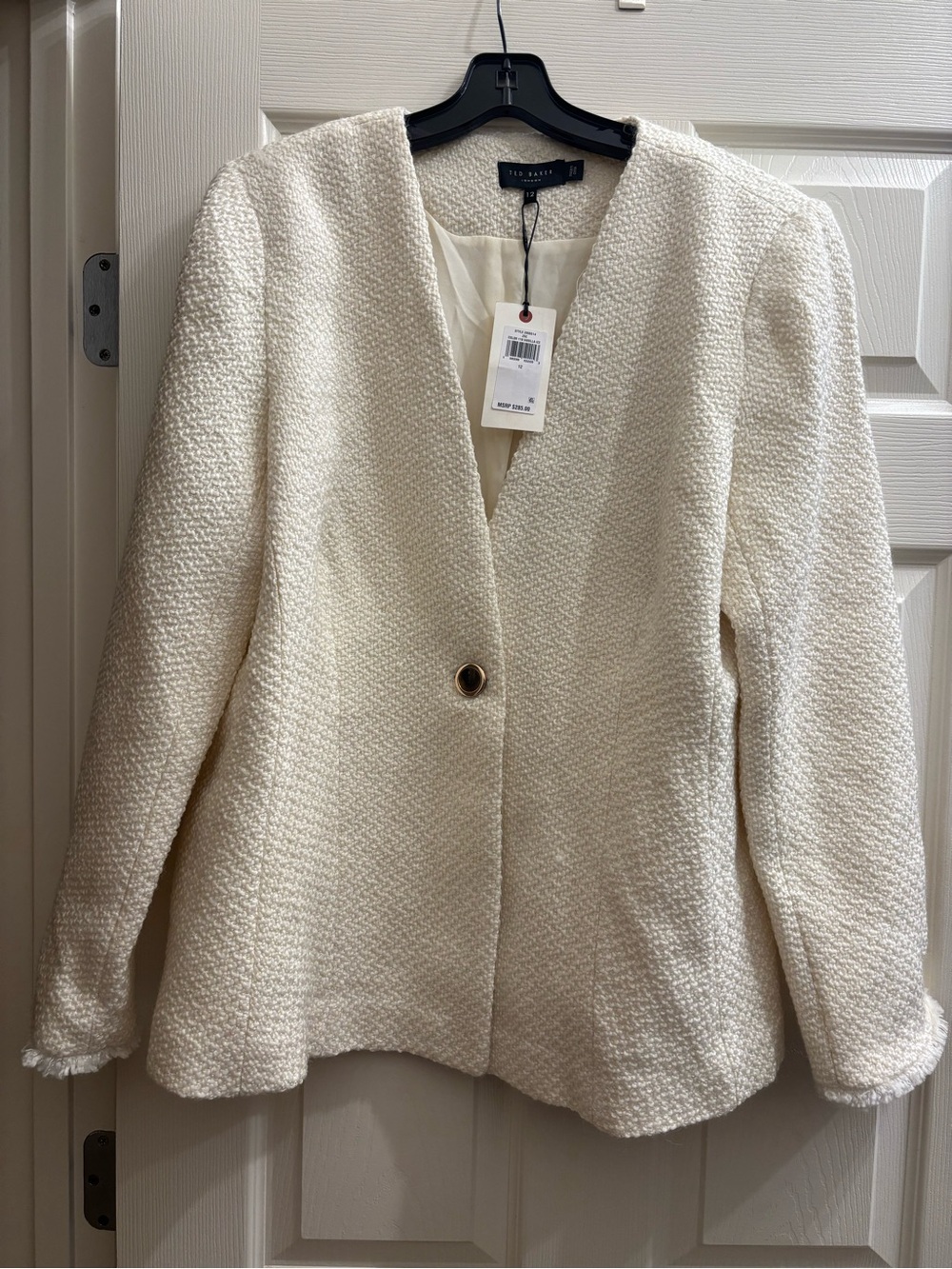 Ted Baker Ivory Textured Bouclé Single-Button Jacket